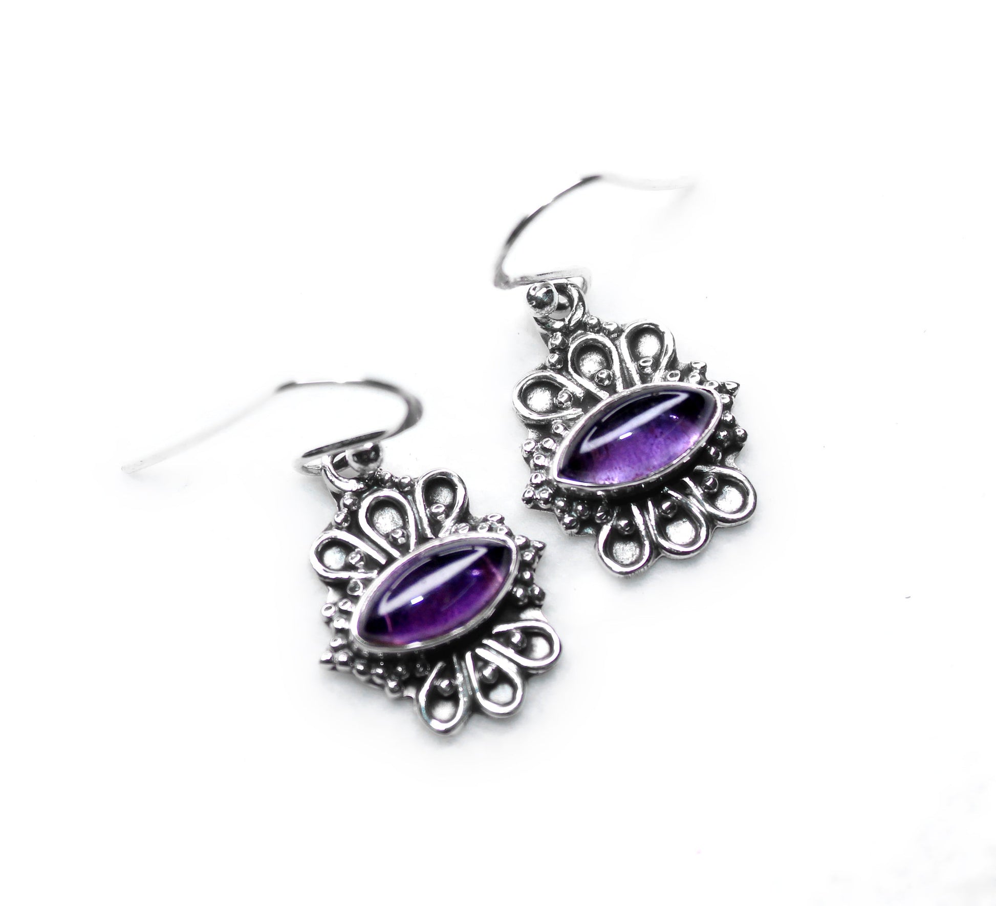 AMETHYST SILVER EARRING For Women (3.8GM)