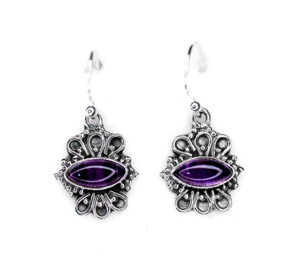 AMETHYST SILVER EARRING For Women (3.8GM)