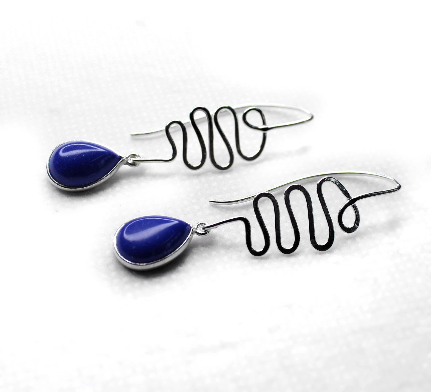 LAPIS SILVER EARRING (5.1 GM)