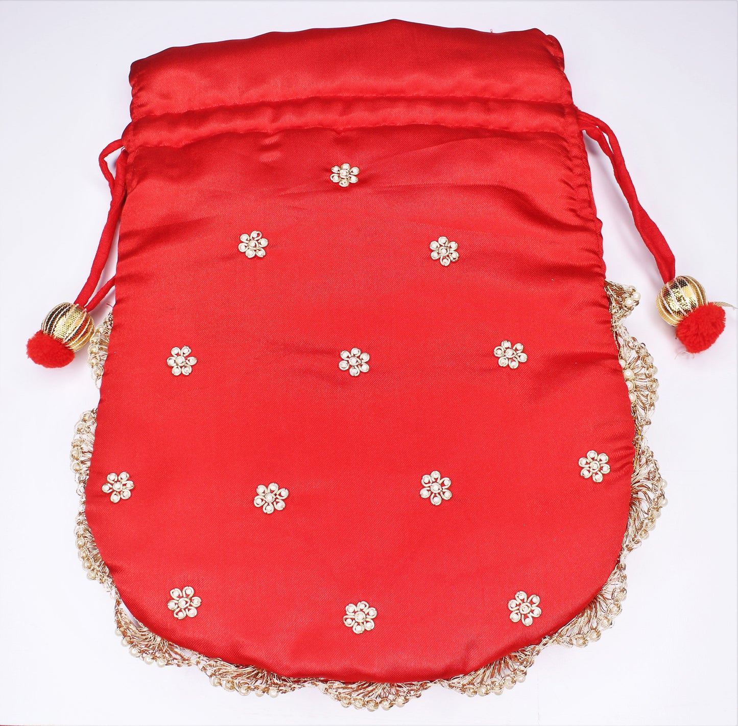 D'ETHNIC Handmade Gotta Patti Work Red Potli Bag for women 044