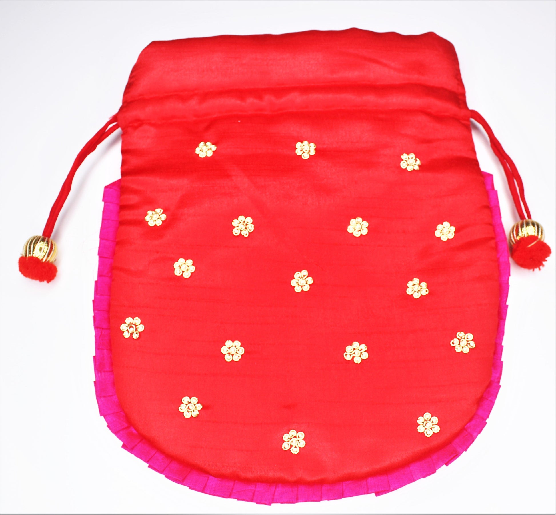 D'ETHNIC Handmade Gotta Patti Work Red Potli Bag for women 054